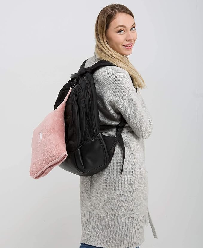 BlueHills Premium Soft Long Travel Blanket Pillow Combo – Dusty Rose Pink | Long 70x48 Travel Blanket Pillow 2 in 1, Soft Pillowcase, Backpack Clip, Compact & Portable, Large Throw Traveling Essentials - Image 7