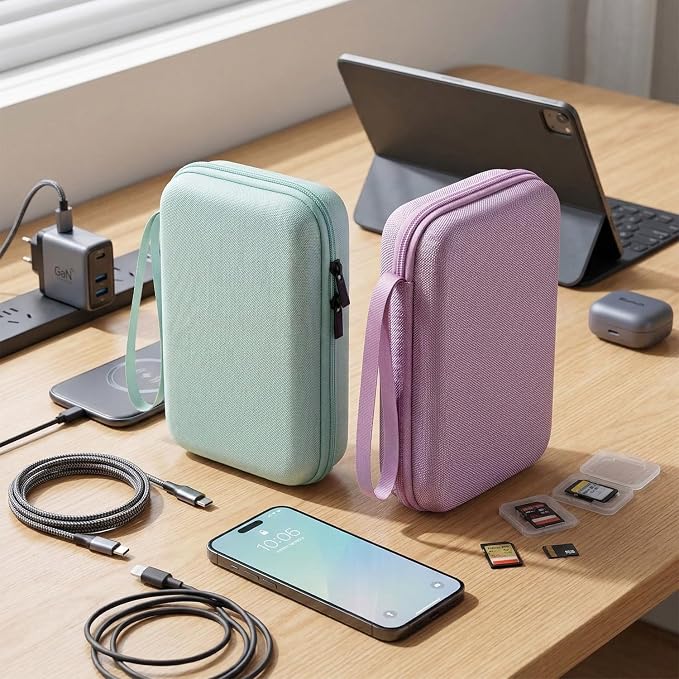Hard Electronics Organizer Shockproof Carrying Case for MacBook Power Adapter Chargers Cables Power Bank Apple Magic Mouse Apple Pencil USB Flash Disk SD Card Hard Drive Accessories Bag, Purple - Image 5