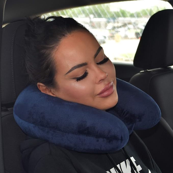 Wolf Essentials Adult Cozy Soft Microfiber Neck Pillow for Travel – Compact, Machine Washable - Perfect for Airplane, Car, or Home Use - Filled and Finished in The USA – Navy - Image 6