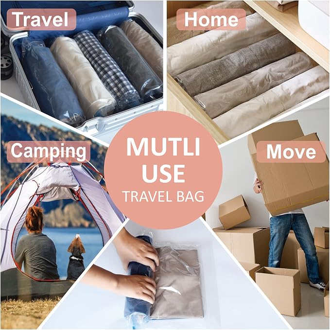 Cozy Essential Compression Bags for Travel - Travel Essentials - 20 Pack Space Saver Bags - No Vacuum Needed - Compression Packing Bags for Cruise Accessories - Image 5