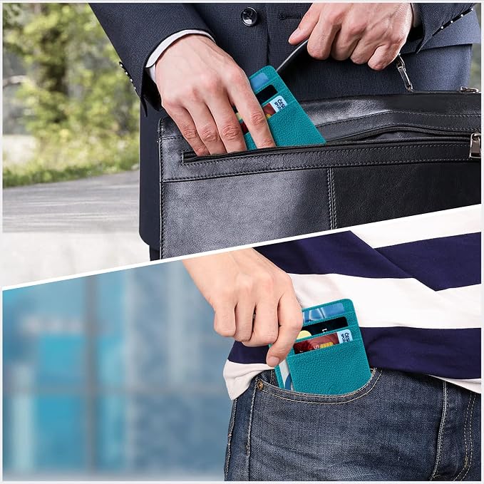 FINTIE Slim Front Pocket Wallet, RFID Blocking Credit Card Holder | Minimalist Card Cases with ID Window for Men Women, Legacy Teal - Image 6
