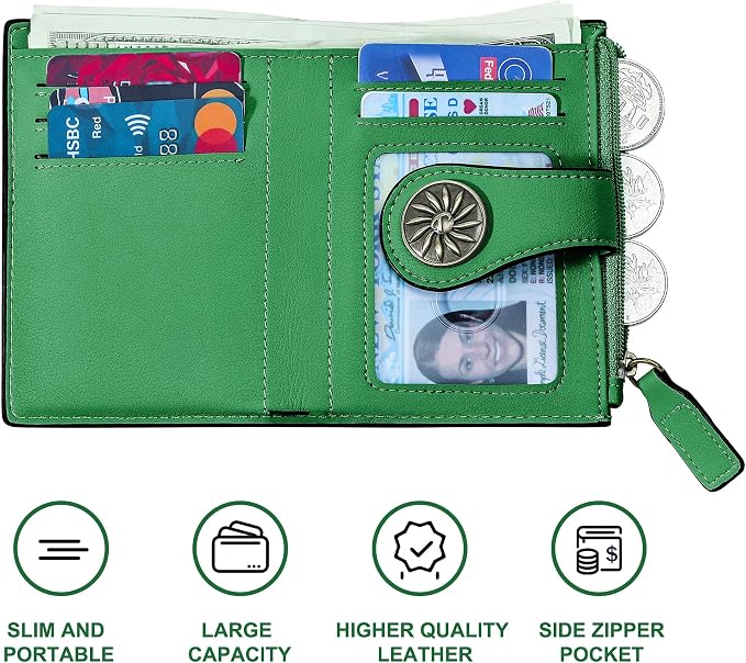 Tipmile Small Wallet for Women Bifold RFID Blocking Card Holder Leather Wallets with Zipper Coin Pocket - Image 5