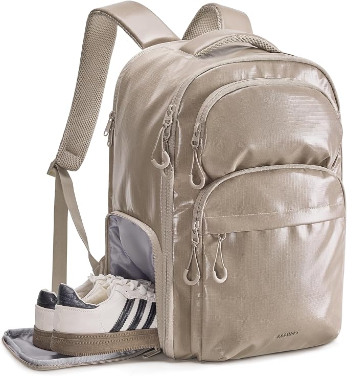 BAGSMART 30L Travel Backpack, 15.6 Inch Carry On Backpack Flight Approved, Water Resistant Weekender Bag Daypack, Camel by BAGSMART