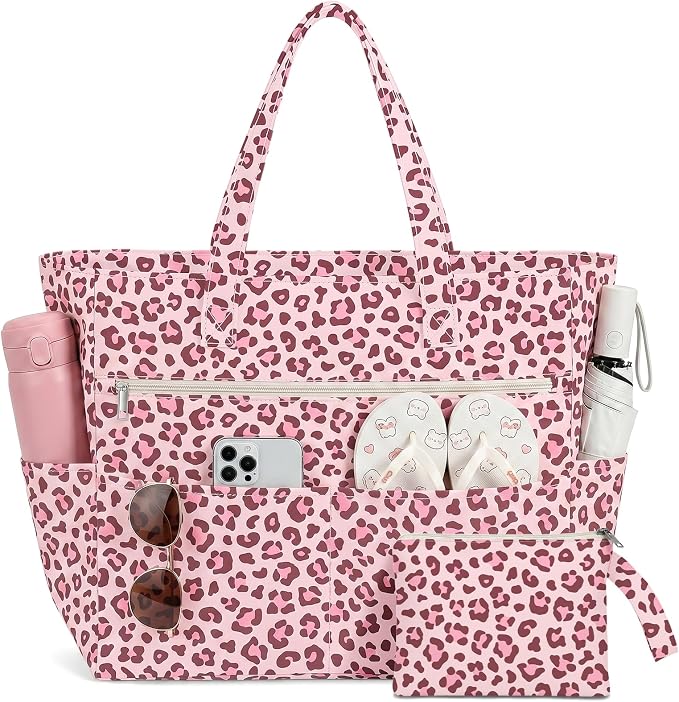 Large Beach Bags for Women, Waterproof Sandproof Beach Tote Bags Swim Pool Bags with Zipper & Wet Pocket Family by Unknown