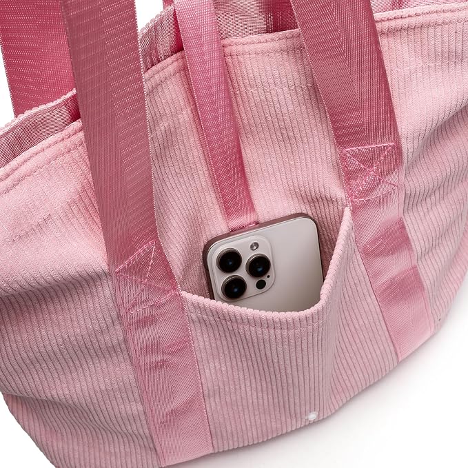 Corduroy Tote Bag Womens Foldable Purses and Handbags for Work Travel - Image 6