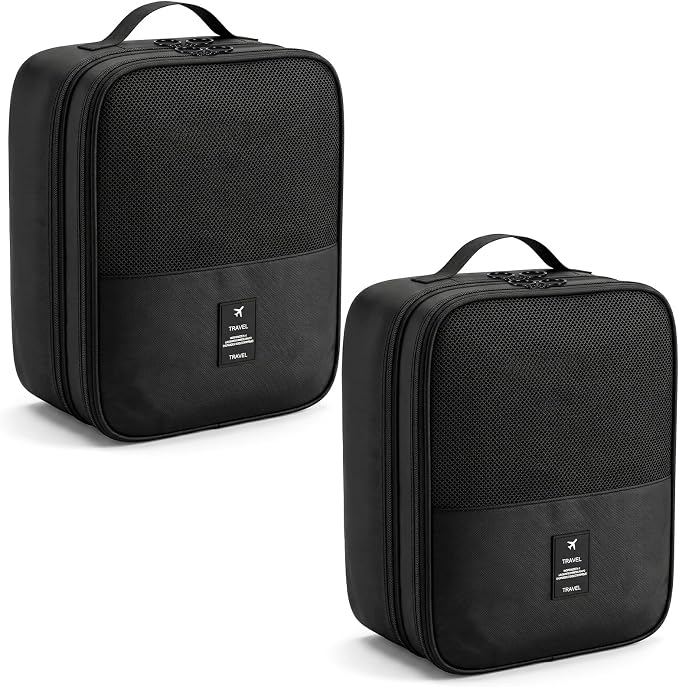 2pcs Shoe Bags for Travel shoe travel bags for packing in suitcase Portable shoes pouch Shoes Storage Bag Organizer Luggage Shoess Organizer for Women and Teenager Holds 3 Pair (Black) by Unknown