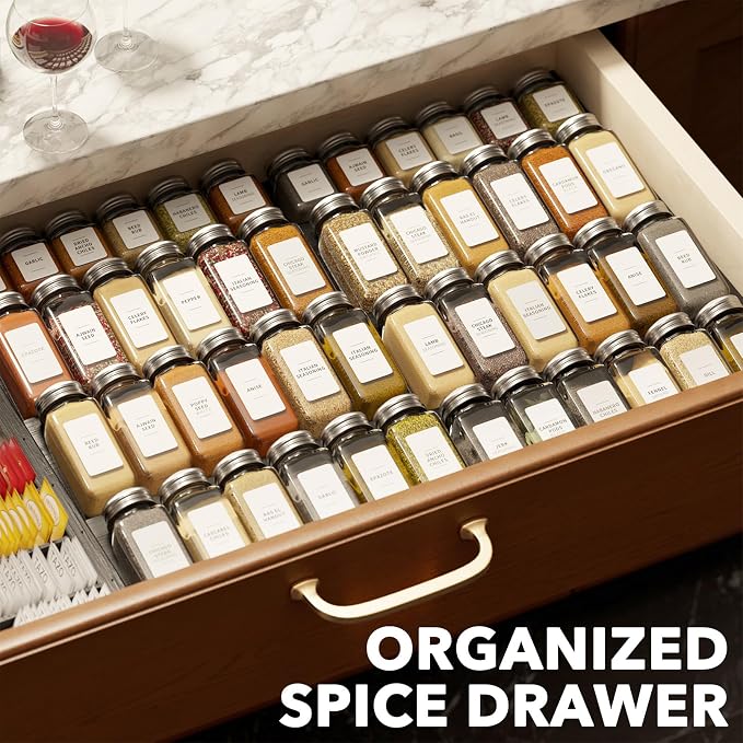 SpaceAid Bamboo Black Spice Drawer Organizer, (Need 3" Deep Drawer) Expandable 4 Tier Spices Rack for Cabinet, Kitchen Seasoning Storage Insert (Jars Not Included, From 12" to 23" Wide) - Image 7