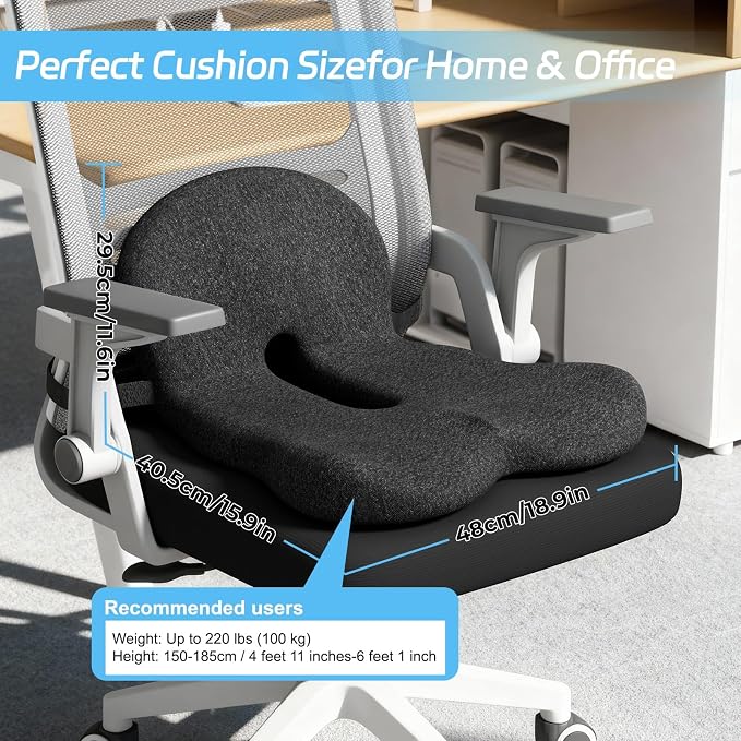 Truck Driver Seat Cushion, Memory Foam L-Shaped Ergonomic Cushion for Office Chairs, Comfort & Support for Long Sitting - Image 2