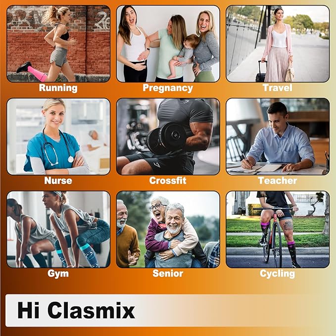 5/6 Pairs Graduated Compression Socks for Women&Men 20-30mmhg Knee High Socks Travel Hiking Running Stocking - Image 7