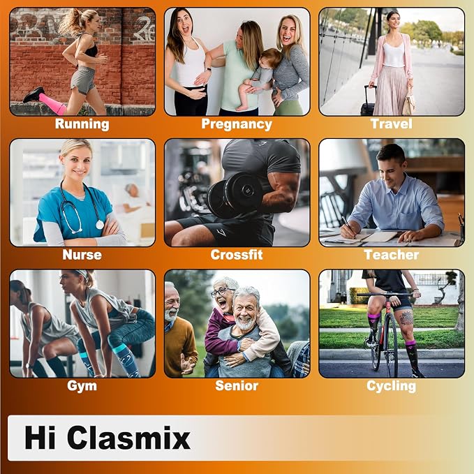 5/6 Pairs Graduated Compression Socks for Women&Men 20-30mmhg Knee High Socks Travel Hiking Running Stocking - Image 7
