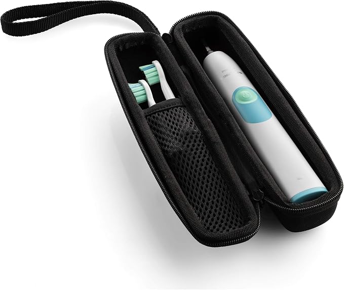 Toothbrush Case for Sonicare 5300 4100 5100 6100, Oral-B 1000, AquaSonic | Protective hardshell fits top electric toothbrushes. water-resistant storage pouch with charger mesh pocket, wrist strap. - Image 2