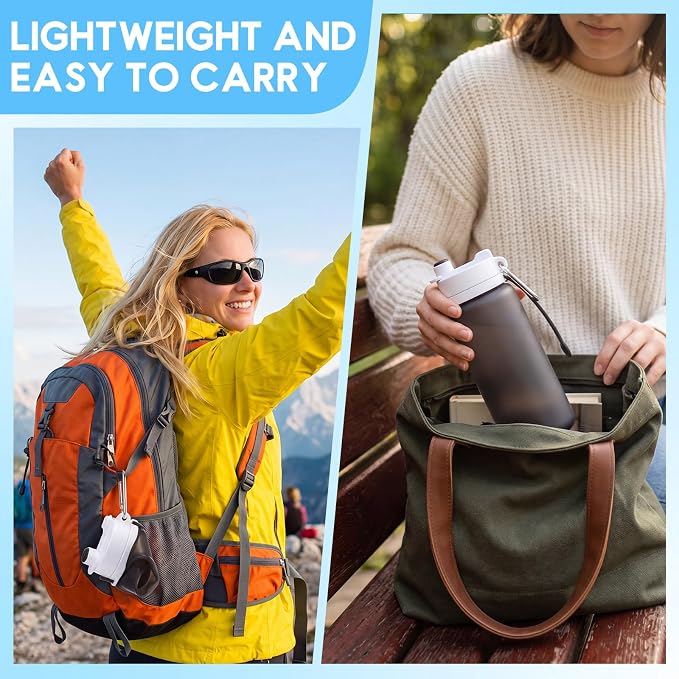 LemonRoad 2 Pcs 19 oz Silicone Collapsible Water Bottle, Gray Blue | Portable Foldable Water Bottle, Leakproof, Carabiner, Reusable, Lightweight, for Travel Sport Hiking Camping Cycling Office - Image 4