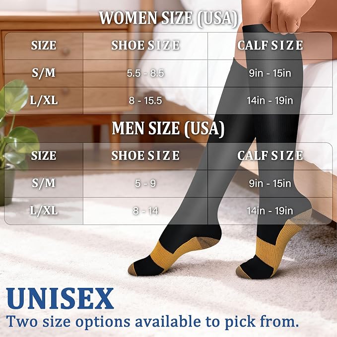 FEYHAY Copper Compression Socks (3 Pairs) 15-20 mmHg Circulation is Best Athletic & Daily for Men & Women, Running, Climbing - Image 7