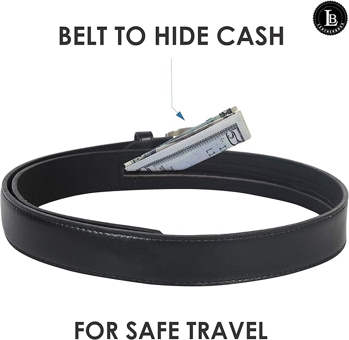 Men's Black Leather Money Belt Sizes 32 Through 64 - Image 4