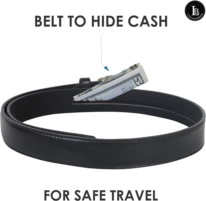Men's Black Leather Money Belt Sizes 32 Through 64 - Image 4