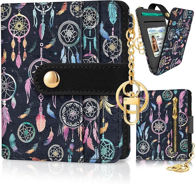 Jogjam Dream Catchers Rfid Women Wallet, Small Slim Credit Card Holder | PU Leather Bifold Cash Zipper Coin Pocket ID Window, for Female Ladies Teen Girls Girly Gifts by Jogjam