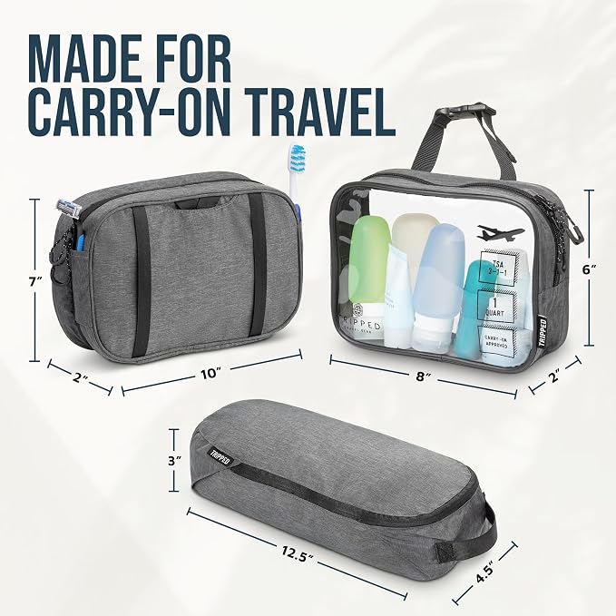 TRIPPED Travel Gear 3-Piece Travel Toiletry Bag Set | Includes Hanging Toiletry Bag, 311 TSA Liquid Bag, and Accessory Organizer Pouch with Lightweight Ripstop Construction - Image 6