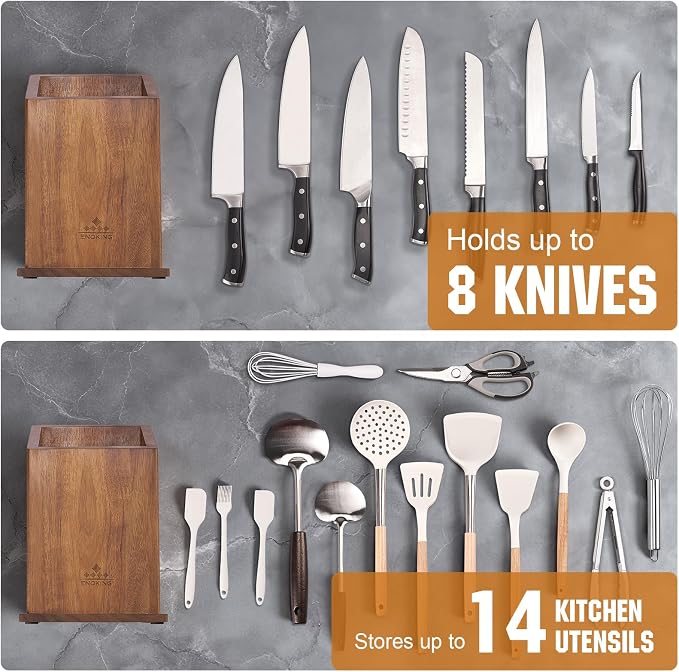 Magnetic Knife Holder without Knives, Acacia Wood Kitchen Utensil Holder with Strong Magnet, Universal Knife Block for Knives, Scissors & Utensils - Image 4