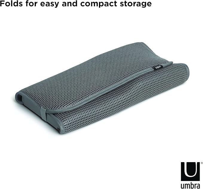 Umbra Udry Dish Drying Rack, Folding Dish Drainer Mat, Mini, Dark Grey | Absorbent microfiber base, removable tray, dishwasher safe, compact storage, BPA-free plastic - Image 5