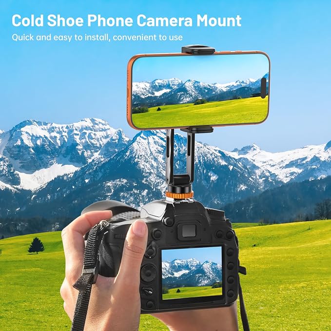 Phone Tripod Mount with Cold Shoe Mount, Portable Tripod Stand, Flexible Adjustable 2-Stage Arms Ball Joint Cellphone Holder Adapter, Compatible with iPhone 17|16|15|14|13|12|11, Nexus, LG, Galaxy Tab - Image 2