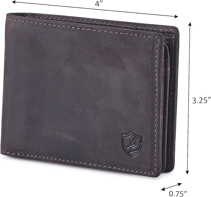 Wallet for Men Slim RFID Blocking Leather Bifold Minimalist 2 ID Windows Gift Box Carteras Para Hombres (CRAZY HORSE, COFFEE) - Image 3
