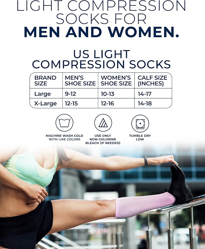 Pembrook® Light Compression Socks for Men & Women - 3 Pairs | 8-15 mmhg Compression Dress Socks for Men | Support Socks - Image 6