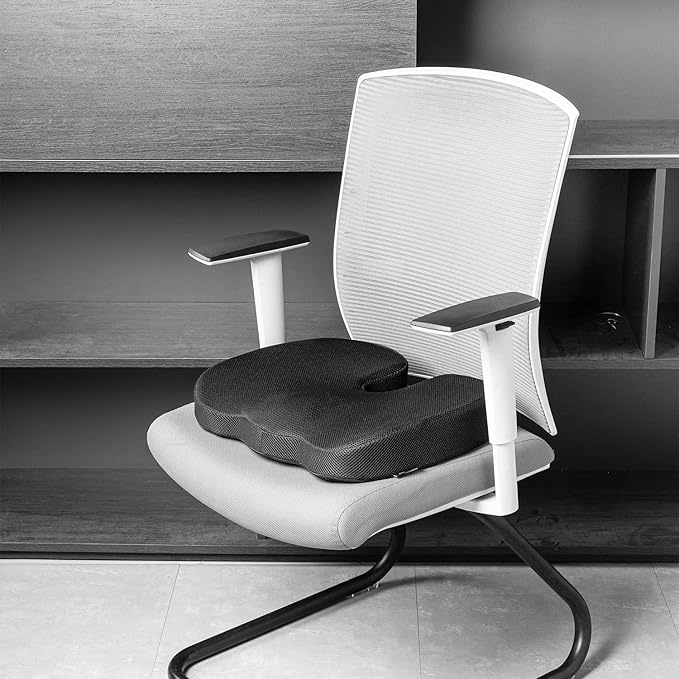 Amazon Basics Comfortable Seat Cushion for Office Chairs, Enhanced Memory Foam with Cooling Gel, Non-Slip, Long Sitting Support, Black - Image 6