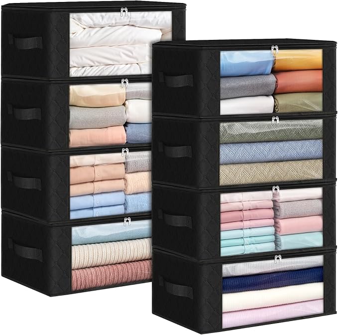 35L Closet Organizers, Foldable Under Bed Storage Containers | Storage Bags with Zippers,Window and Handles for Organizing Bedroom, Closet, Clothing,Organization with Handle by Fabtotes