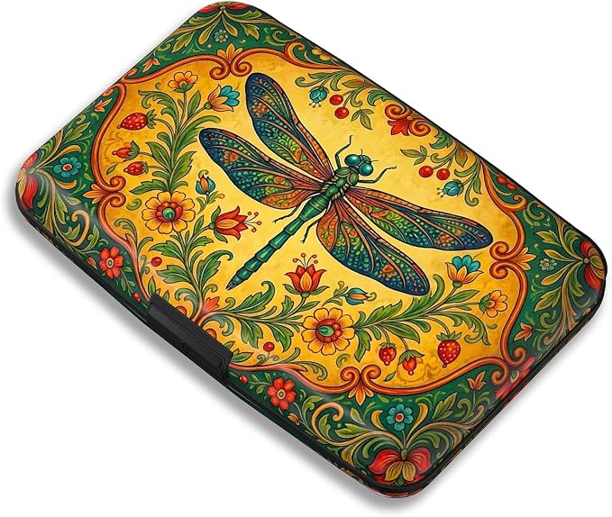 Maicican RFID Blocking Aluminum Credit Card Holder | Slim Metal Wallet for Women & Men, Business Card Case for Travel, Fits Front Pocket, Card holder wallet - Dragonfly by Maicican