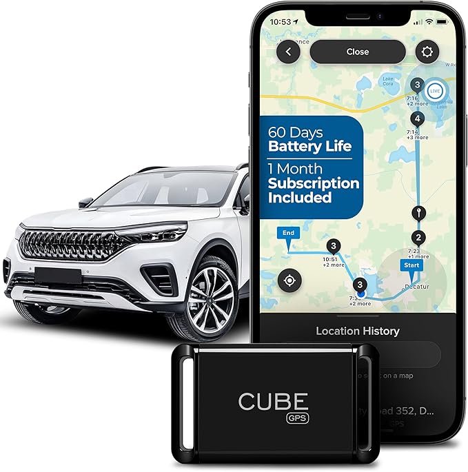 Cube GPS Tracker for Vehicles Assets Kids, Mini GPS Trackers for Dogs, Car Tracker Device: Real Time Worldwide Location SOS Pings Geo-Fencing + Rechargeable Battery Requires Subscription | IP67 Waterproof Mini GPS Tracker Device with Movement Alerts, G... by CUBEGPSTracker