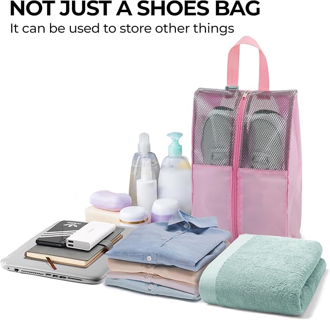 Shoe Bags For Travel, Used As For Storage or Shoe Travel Bag, Featuring Waterproof Nylon Sneaker Bag. (Light Pink, 2 Pack, Large) - Image 5