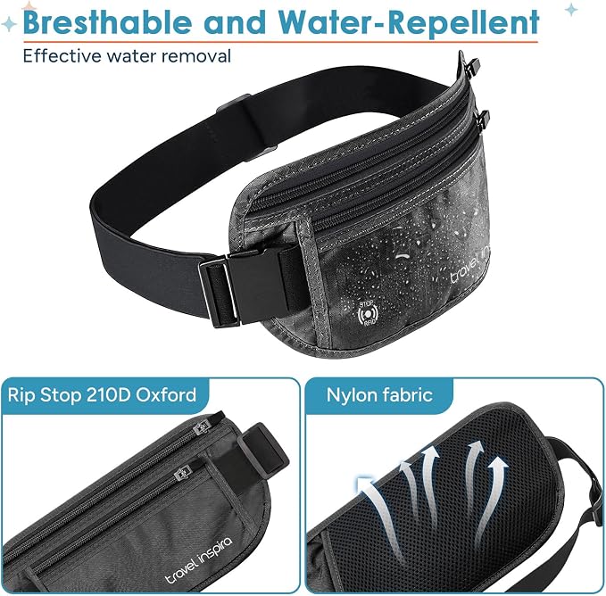 travel inspira RFID Blocking Travel Money Belt with Anti-Thief Zip - Slim Passport Holder and Digital Luggage Scale 110 Pounds, Battery Included - Image 5