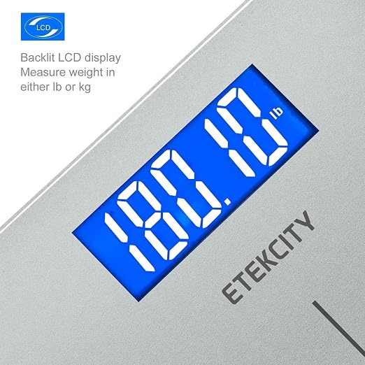 Etekcity Digital Electric Bathroom Scale for Body Weight, 400 lbs, Sliver | Large 6mm Tempered Glass Platform, Clear LCD Display, Batteries Included, Safe Electronic Weighing for Daily Home Use - Image 2