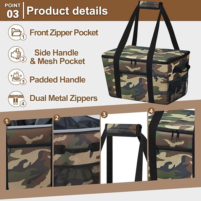 Reusable Grocery Bag – Expandable Insulated Cooler Bag with Bottom Board, Collapsible Insulated Shopping Bag with Zipper & Drawstring, Heavy Duty Tote Bag for Shopping, Delivery, Picnic, Beach - Image 5