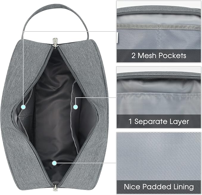 Narwey Travel Toiletry Bag for Women Traveling Dopp Kit Men Toiletries Bag Cosmetic Bag Makeup Bag Medicine Bag for Traveling (Grey) - Image 5