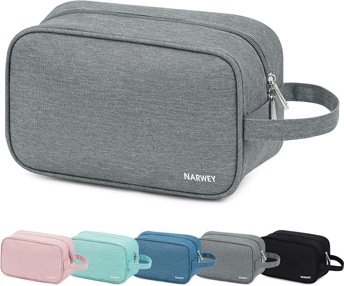 Narwey Travel Toiletry Bag for Women Traveling Dopp Kit Men Toiletries Bag Cosmetic Bag Makeup Bag Medicine Bag for Traveling (Grey) by Narwey