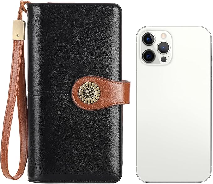 SENDEFN Wallets for Women Leather Credit Card Holder with RFID Blocking Large Capacity Wristlet | with RFID Blocking - Image 3