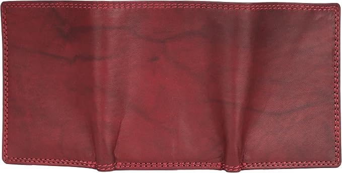 AG Wallets RFID Blocking Wallet for Men - Trifold Minimalist Slim Wallet with 10 Credit Card Slots & 3 Side Slots - 100% Genuine Leather Travel Wallet - Secure Compact Wallet - Burgundy - Image 8