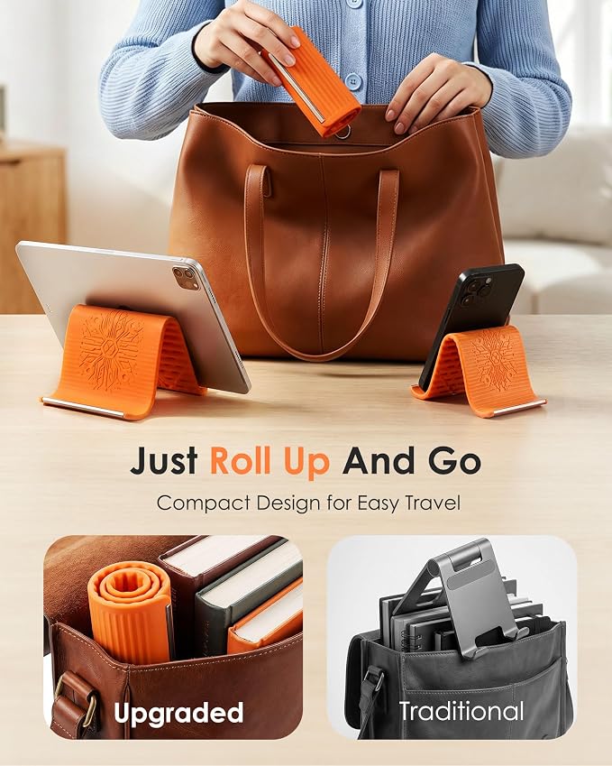 Airplane Phone Holder, Flexible Silicone Aluminum Phone Holder | Folding Cellphone Stand for Desk, Bed, Office, Treadmill - Airplane Gadgets for Long Travel Accessories - Plane Essential - Image 6