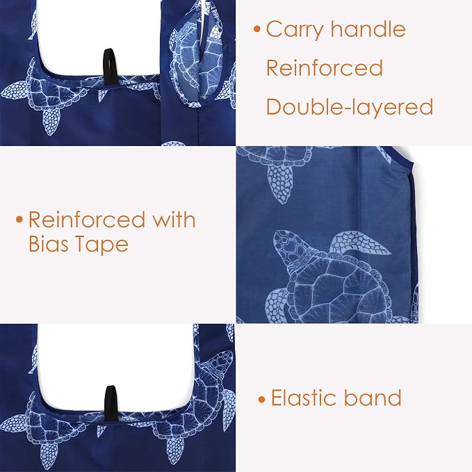 BeeGreen Reusable Grocery Bags Foldable 12 Pack Large Cute Totes - Heavy Duty Washable Holiday Cloth Gifts Bag with Handles, Reusable Gift Bulk Shopping Bags for Groceries for Women Animal Lover​ - Image 3