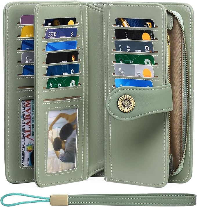 Wallets for Women Trifold Wristlet Wallets Large Capacity RFID Blocking Ladies Purse Credit Card Holder - Image 2