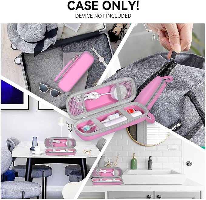 Toothbrush Travel Case for Oral B/Oral-B Pro 1000 1500 5000 7000 7500 6000 9600/ Phlips Sonicare 4100 5100 1100 6100 5300 Electric Toothbrush, Portable Hard Protective Storage Bag (Pink) - Image 6