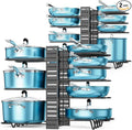 Pots and Pans Organizer Under Cabinet 16.6" 8-Tier Adjustable 2-Pack | 3 DIY Modes, Tool-Free Assembly, Non-Slip, Fits Lightweight Pots Up to 11", For Kitchen Cabinets, Shelves & Countertops by ORDORA