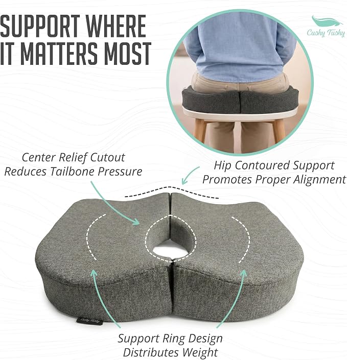 Tailbone Pain Relief Cushion - Premium Foldable Travel Tailbone Seat Cushion - for Relief of Lower Back, Sciatic, Butt and Tailbone Pain - Perfect for Home, Office & Driving - Image 6