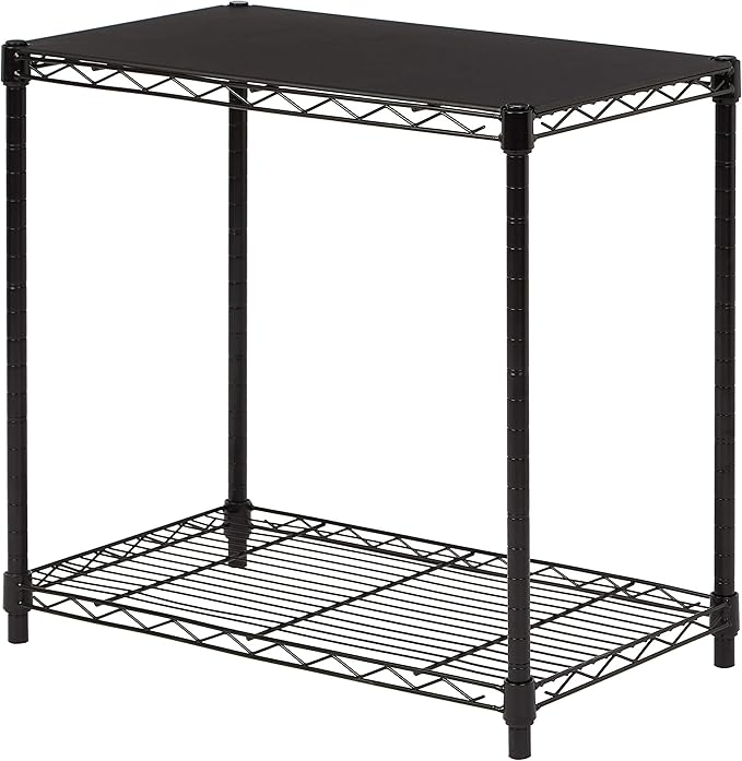 Amazon Basics 2-Shelf Stackable Storage, 13.3" D x 23.2" W x 22.2" H, Black by AmazonBasics