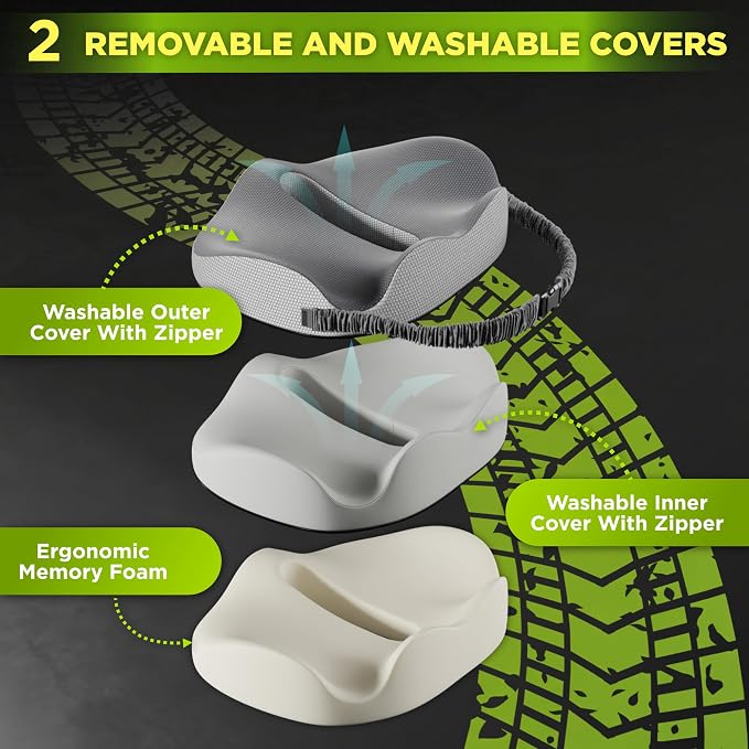 Truck Seat Cushion for Truck Driver Seat Cushion – Upgraded Back Support, Thick and Firm Memory Foam, Pain Relief for Hours of Driving, Maximum Tush Comfort and Trucker Approved - Image 7