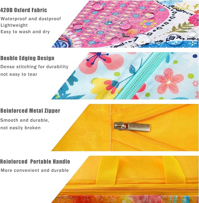 6 Set Packing Cubes Compression Bags for Travel, Floral Packing Organizers for Luggage with Shoe Bags for Packing In Suitcase, Colorful Compression Bags for Storage Trip and Family Vacation - Image 3