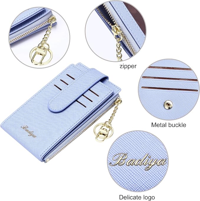 Badiya Slim Women Wallet RFID Blocking Bifold Compact 9 Card Slots Holder Wallets Soft Leather with Zipper Coin Pocket 2 ID Window - Image 6