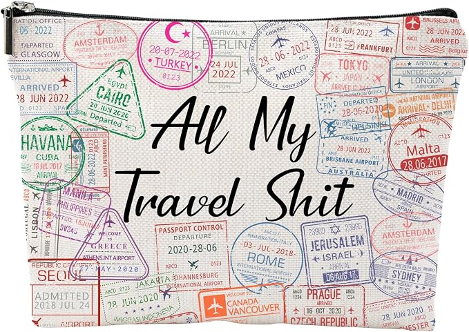 ZUYUROU Travel Airplane Essentials Cosmetic Bag for Packing and Luggage Organizer Gift Flight Attendant Travel Agent Lovers Gift Traveler Toilerty Bag by ZUYUROU