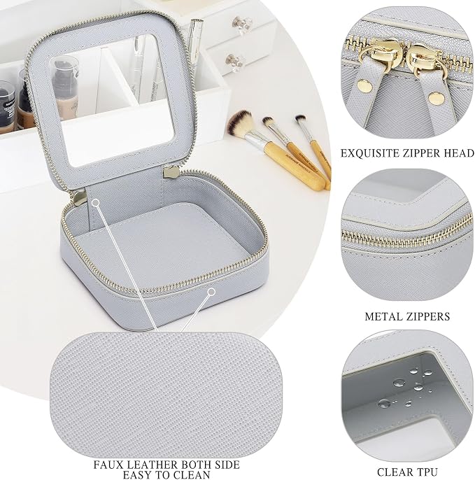 Pinkmik Small Makeup Bag Mini Clear Cosmetic Case, Gray, MINI | Zipper Closure, Toiletry Bag, Purse Organizer, Car Essentials - Image 5